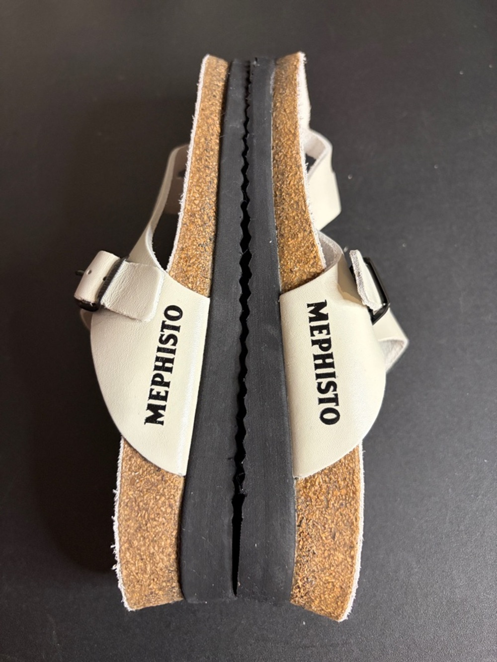 Mephisto Off-White Leather Toe-Post Sandals with Buckle Size 39 - Picture 6 of 8